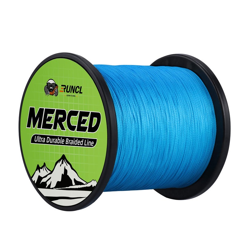 RUNCL Braided Fishing Line Merced, 4 Strands Braided Line - Proprietary Weaving Tech, Thin-Coating Tech, Stronger, Smoother - Fishing Line for Freshwater Saltwater (Blue, 30LB(13.6kgs), 1000yds) - Image 1